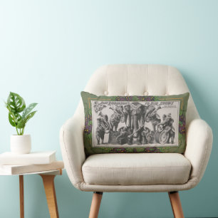 Coussin Rectangle Affiche De Cirque D'Éléphants Jouant D'Instruments