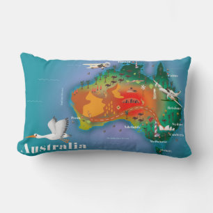 Coussin Rectangle Affiche de voyage carte d'Australie