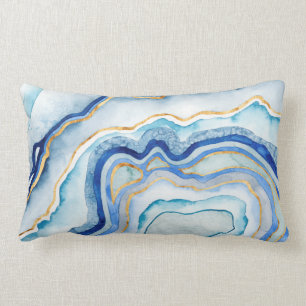Coussin Rectangle Agate II de cobalt