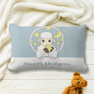 Coussin Rectangle Agneau bleu bleu Retro Pastel