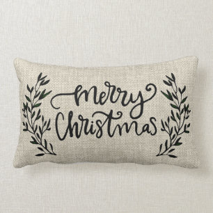 Coussin Rectangle Agritourisme rustique Laurel Joyeux Noël