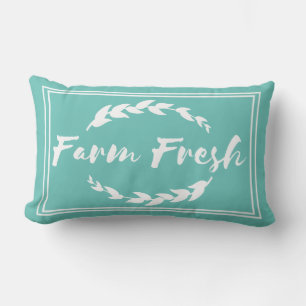 Coussin Rectangle Agritourisme Sprigs frais Taupe et Turquoise