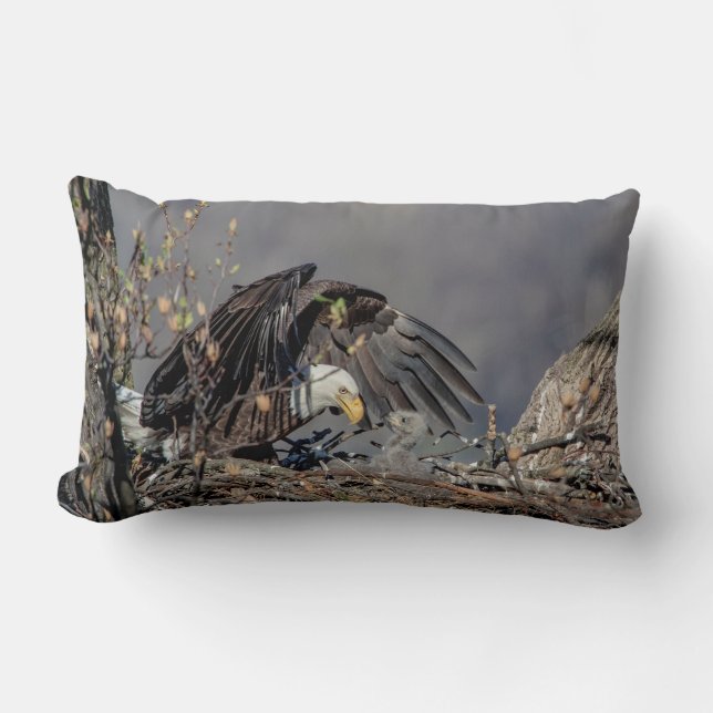 Coussin Rectangle Aigle avec son bébé (Recto)