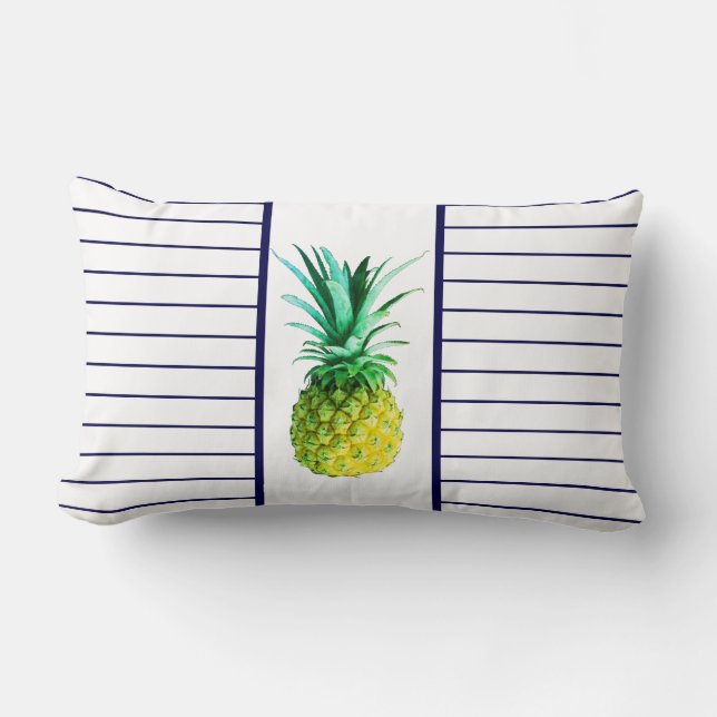 Coussin Rectangle Aiguille jaune pâle et vert ananas (Recto)