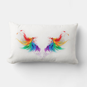 Coussin Rectangle Ailes fluffy arc-en-ciel