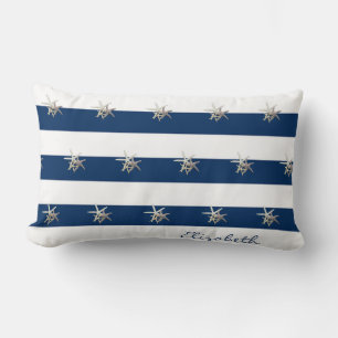 Coussin Rectangle Aimable Starfish, Bleu Marine Bleu Bandes Personna