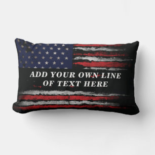 Coussin Rectangle Ajouter votre propre texte sur grunge American fla