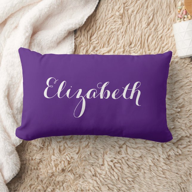 Coussin Rectangle Ajoutez Votre Propre Nom Modern Elegant Royal Purp (Couverture)