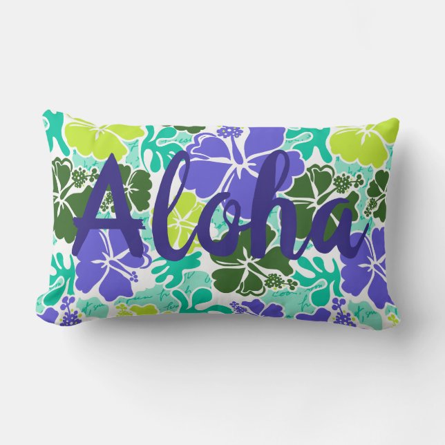 Coussin Rectangle Akahai Hawaiian Hibiscus Tropical Floral Aloha (Recto)