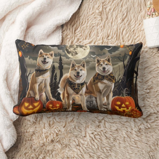 Coussin Rectangle Akita Halloween Épouvantable (Couverture)
