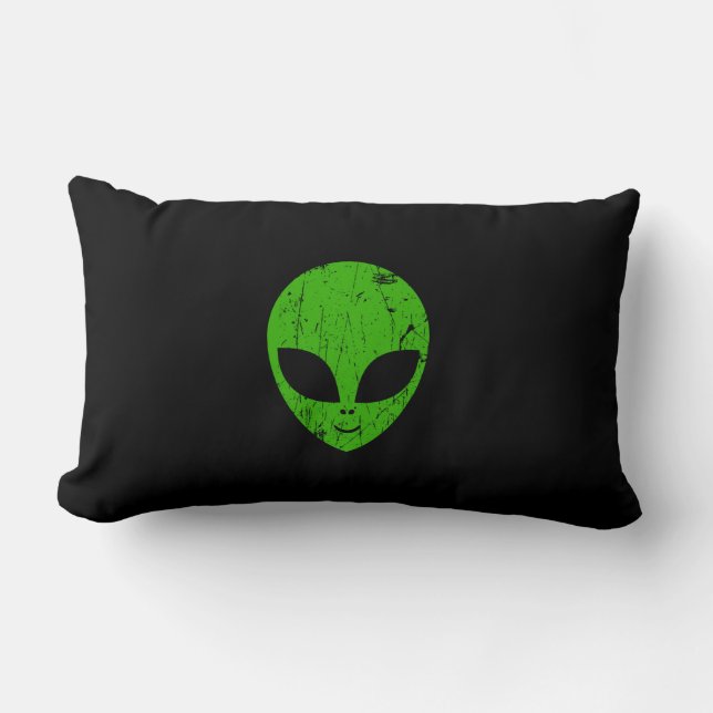 Coussin Rectangle alien vert tête pour science-fiction extraterrestr (Recto)