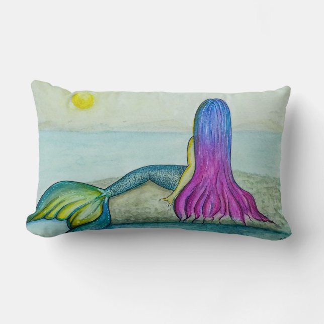 Coussin Rectangle Almofada com ilustração sereia ao sol (Recto)