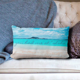 Coussin Rectangle Aloha Citation Turquoise Ocean Sandy Beach Photo