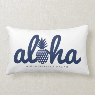 Coussin Rectangle Aloha pineapple LogoColor-Navy