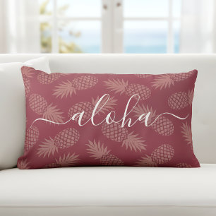 Coussin Rectangle Aloha rose Script Ananas Motif simple moderne