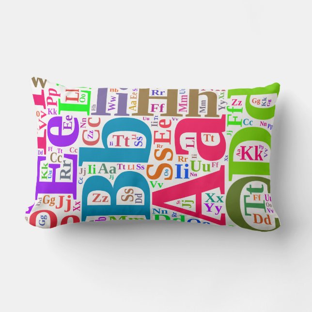 Coussin Rectangle alphabet coloré (Recto)