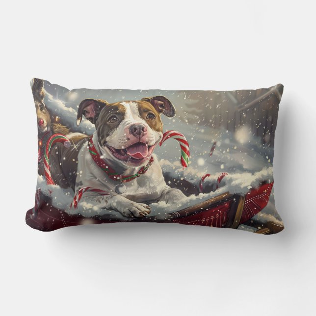 Coussin Rectangle American Staffordshire Chien Festif de Noël (Recto)
