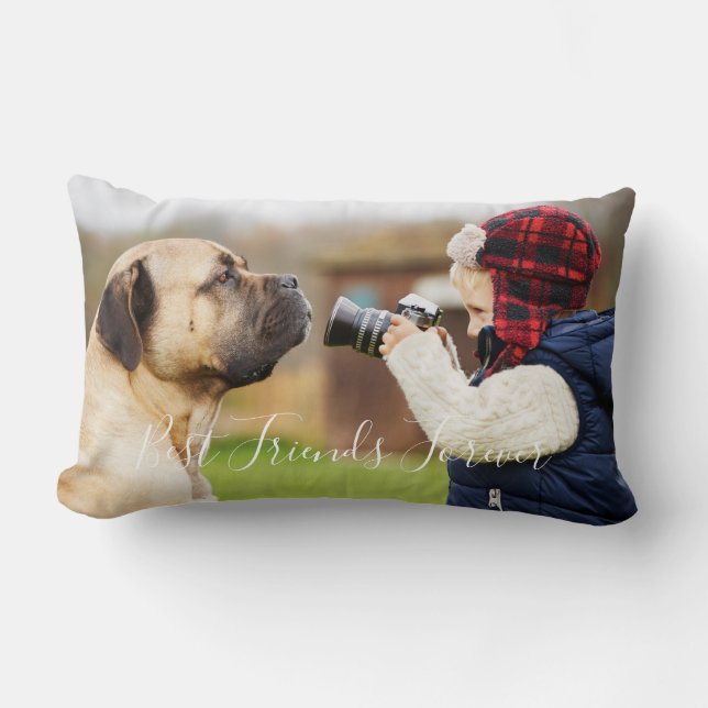Coussin Rectangle Amis pour toujours garçon chien photo (Recto)