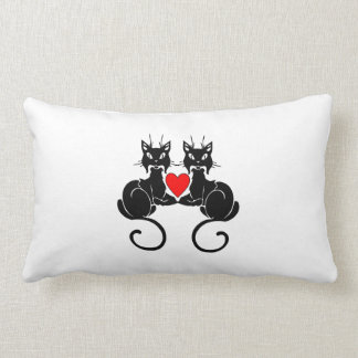 Coussin Rectangle Amour de chat noir