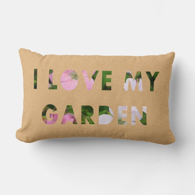 Coussin Rectangle Amour du jardinier I mon texte floral de jardin (Recto)