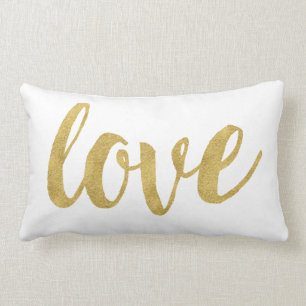 Coussin Rectangle Amour en lettres d'or de main moderne et XOXO