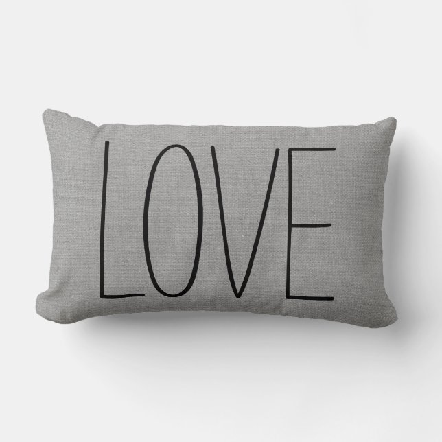 Coussin Rectangle Amour gris rustique (Recto)