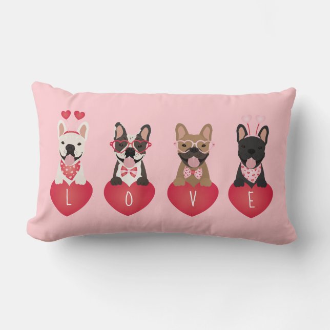 Coussin Rectangle Amour Valentine Bulldogs (Recto)