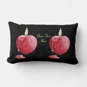 Coussin Rectangle amoureux brûlant coeur en forme de bougie rouge