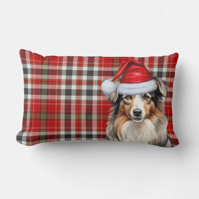 Coussin Rectangle Amoureux des chiens Christmas Australian Shepherd  (Recto)