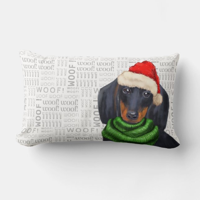 Coussin Rectangle Amoureux des chiens Christmas Dachshund (Recto)