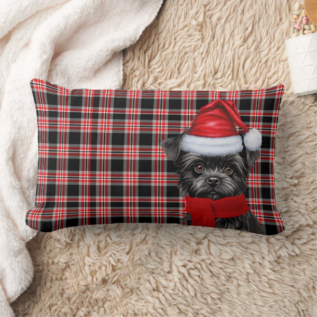 Coussin Rectangle Amoureux des chiens Noël Affenpinscher Holiday Pla (Couverture)