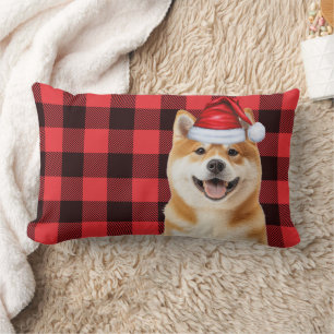 Coussin Rectangle Amoureux des chiens Noël Akita Fêtes Plaid de Buff