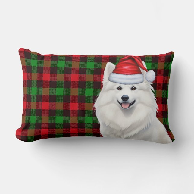 Coussin Rectangle Amoureux des chiens Noël Américain Eskimo vacances (Recto)