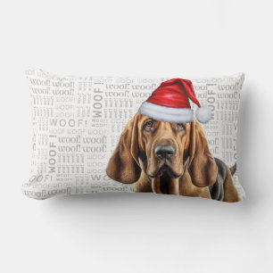 Coussin Rectangle Amoureux des chiens Noël mignon Bloodhound Vacance