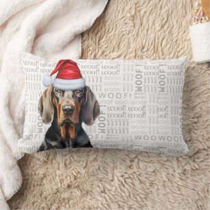 Coussin Rectangle Amoureux des chiens Noël Noir Tan Coonhound