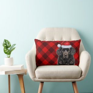 Coussin Rectangle Amoureux des chiens Noël Terre-Neuve Vacances Plai