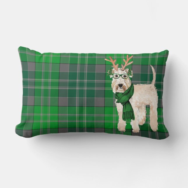 Coussin Rectangle Amoureux des chiens Noël Wheaten Terrier Plaid Hol (Recto)