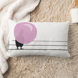 Coussin Rectangle Amusant mignon Bubble rose Oiseaux de gomme sur un
