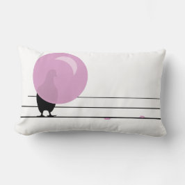 Coussin Rectangle Amusant mignon Bubble rose Oiseaux de gomme sur un