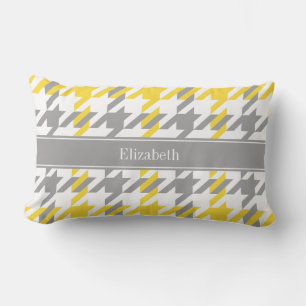 Coussin Rectangle Ananas Blanc Gris Foncé Toile Chien Monogramme Nom