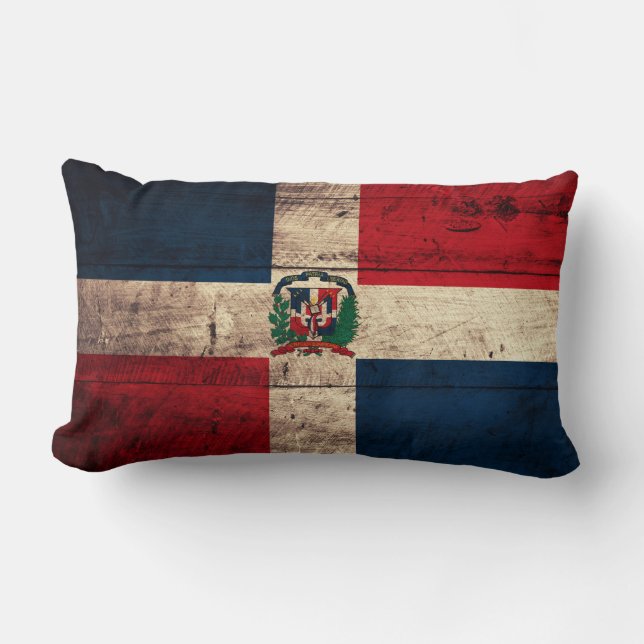 Coussin Rectangle Ancien drapeau en bois de République Dominicaine (Recto)