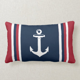 Coussin Rectangle Ancre de l'oreiller marine bleu rouge