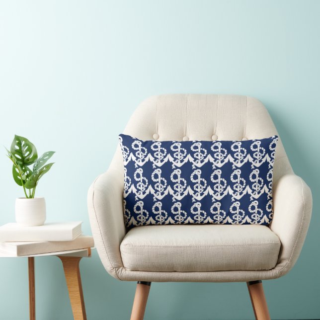 Coussin Rectangle Ancre nautique personnalisée Vivre le rêve (Chaise)