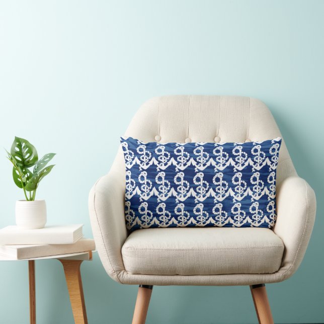 Coussin Rectangle Ancre nautique personnalisée Vivre le rêve (Chaise)