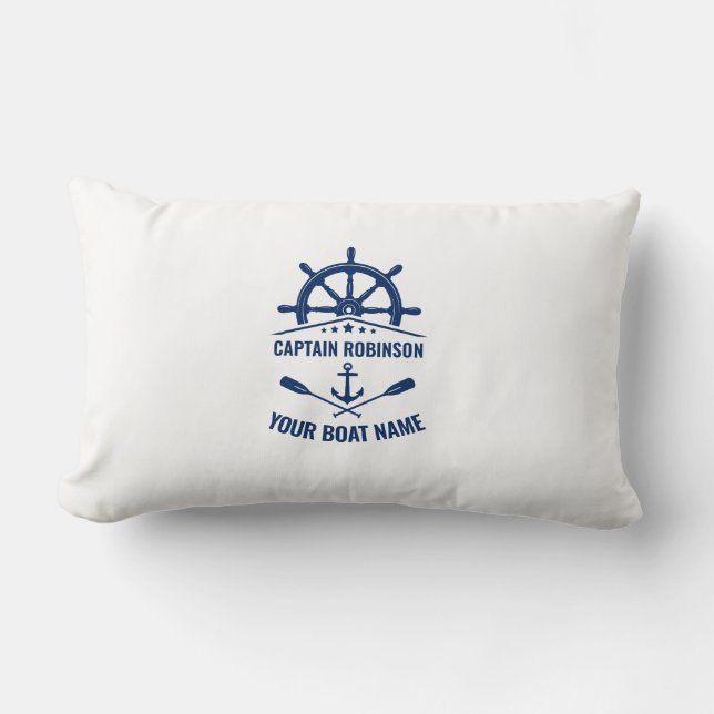 Coussin Rectangle Ancre nautique traversé Oars & Navires Roue Blanc (Recto)