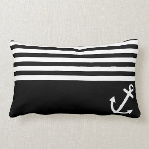 Coussin Rectangle Ancre noire d'amour nautique