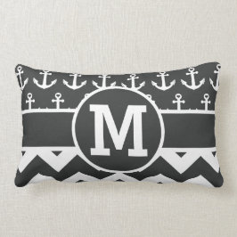 Coussin Rectangle Ancres blanches noires nautiques personnalisées de