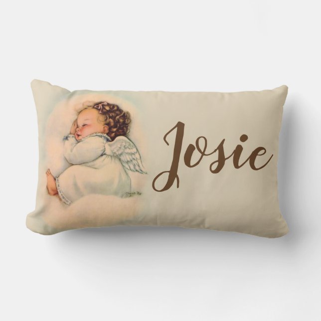 Coussin Rectangle Ange gardien personnalisé de bébé de sommeil (Recto)