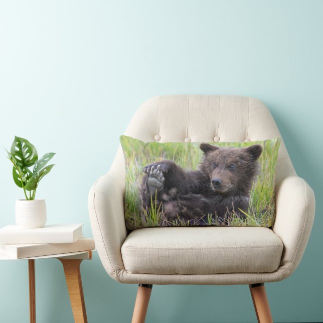 Coussin Rectangle Animaux de bébés cutest | Cute Brown Bear Cub Joue (Chaise)