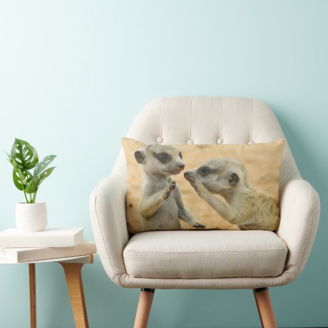 Coussin Rectangle Animaux de bébés cutest | Deux jeunes Meerkats (Chaise)